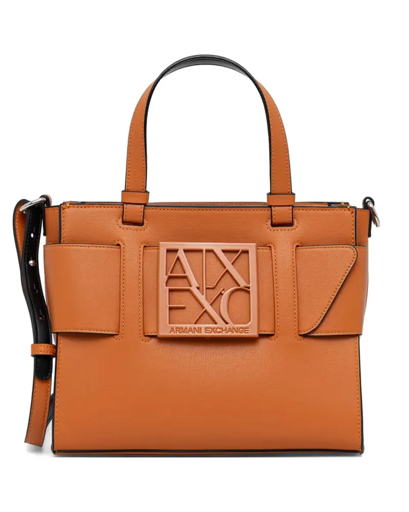 Armani Exchange logo-plaque tote bag - Orange Orange