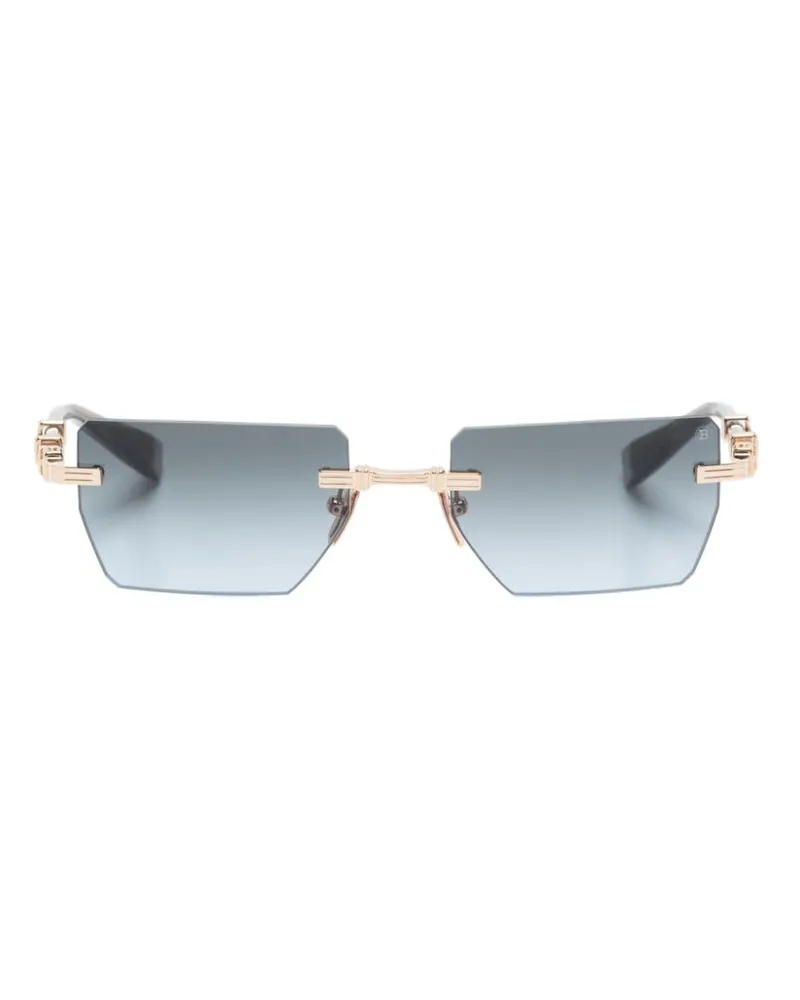Balmain Sonnenbrille mit eckigem Gestell - Gold Gold