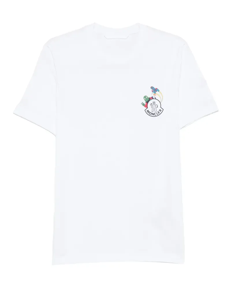 Moncler T-Shirt mit Cartoon-Logo - Weiß Weiß