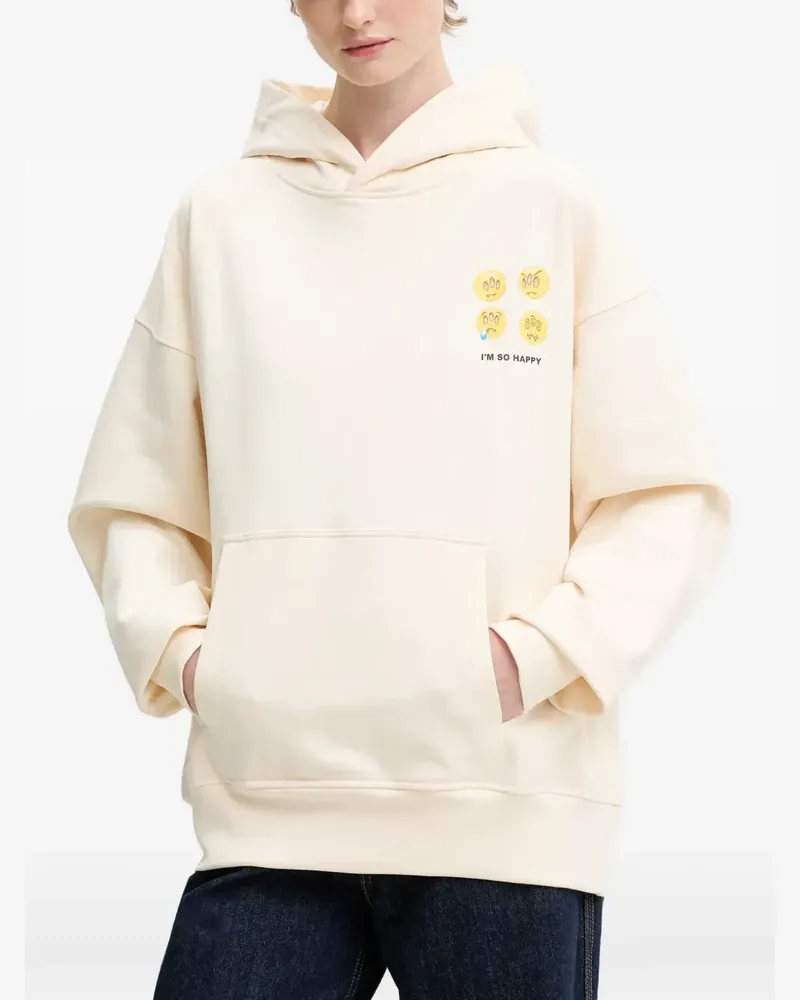 BARROW graphic-print drawstring hoodie - Nude Nude