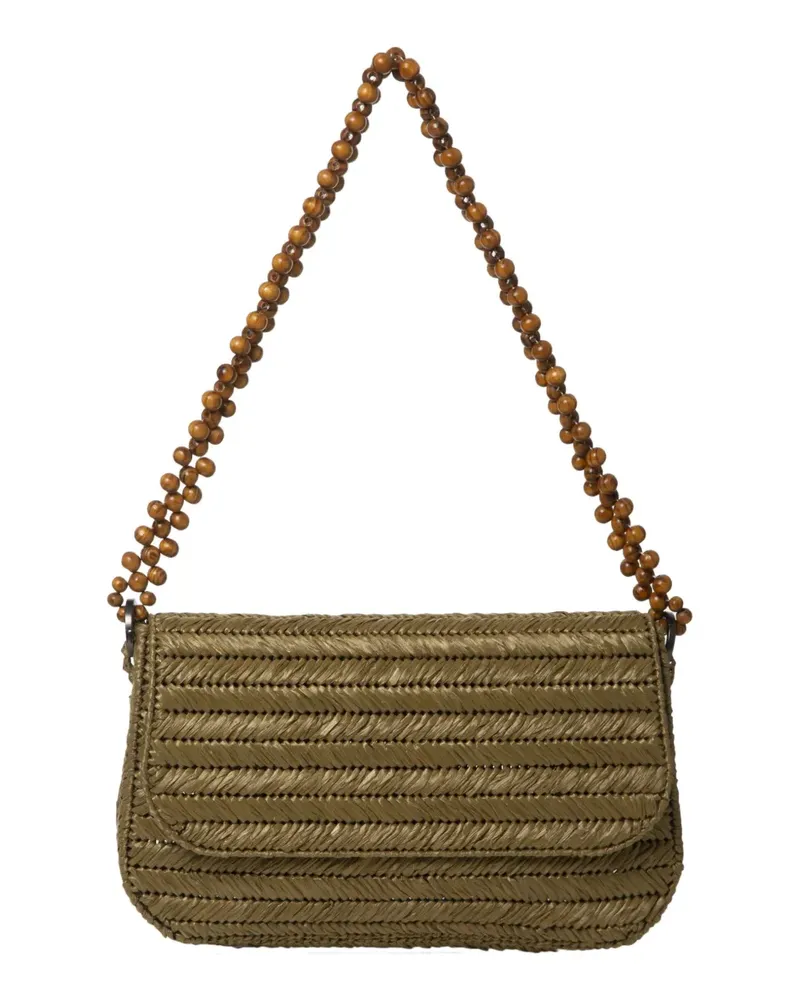 0711 Schultertasche mit Haselnussbraun - Grün Grün