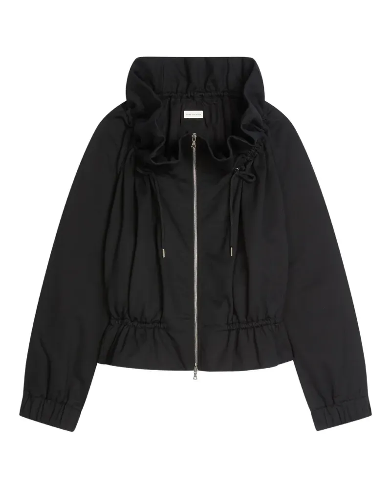Dries van Noten Reißverschluss-Jacke mit Rüschenkragen - Schwarz Schwarz