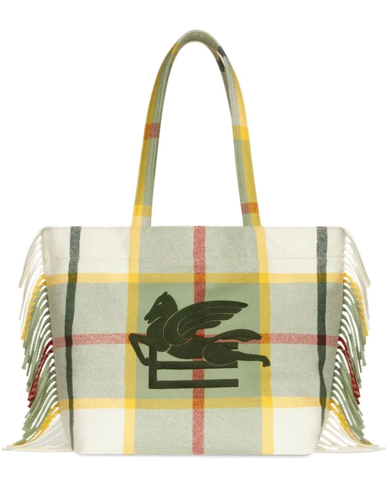 Etro Karierter Shopper mit Pegaso-Stickerei - Grün Grün