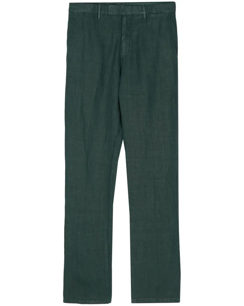 Boglioli Tapered-Hose aus Leinen-Chambray Grün