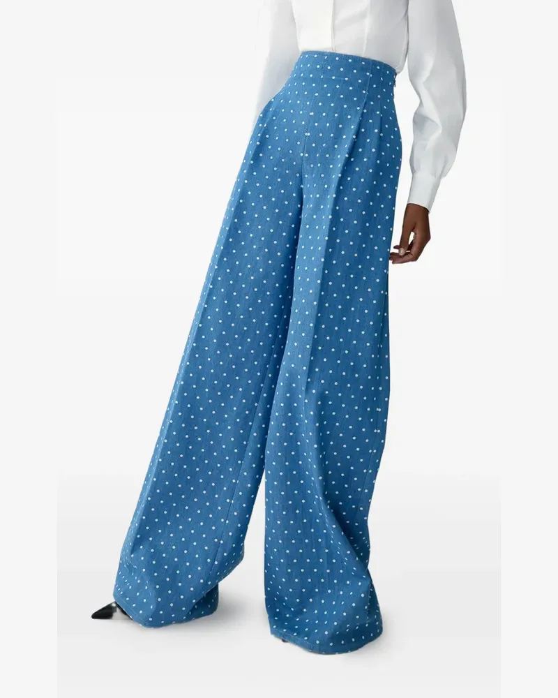 Carolina Herrera New York polka-dot denim wide-leg Marisol pants - Blau Blau