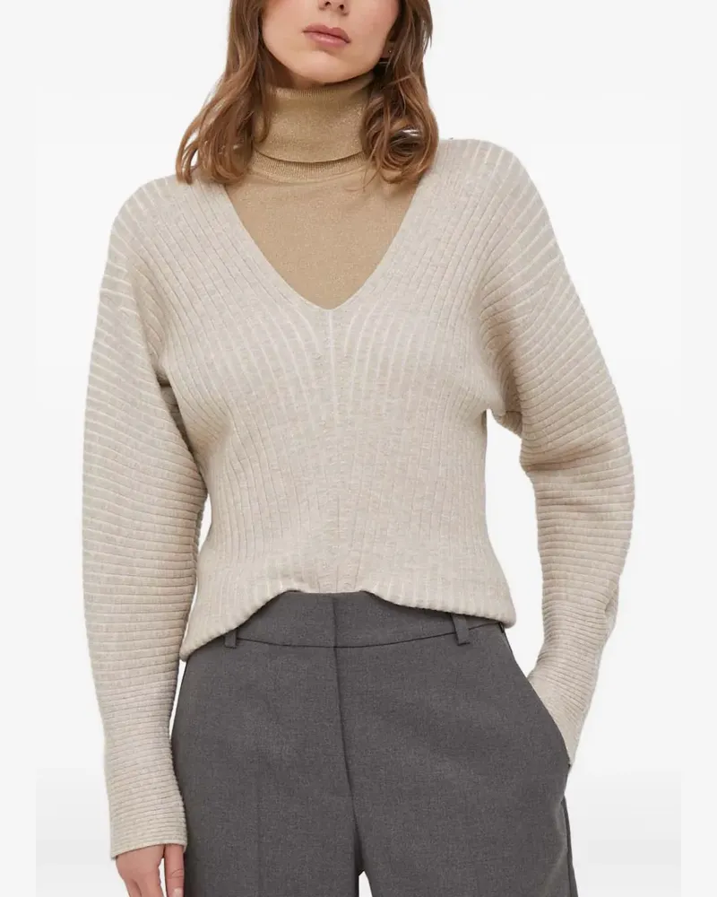 DKNY V-neck ribbed sweater - Nude Nude