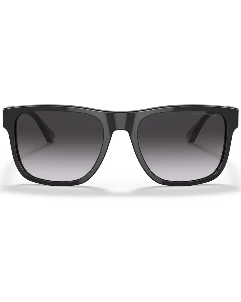Emporio Armani Sonnenbrille mit eckigem Gestell - Schwarz Schwarz