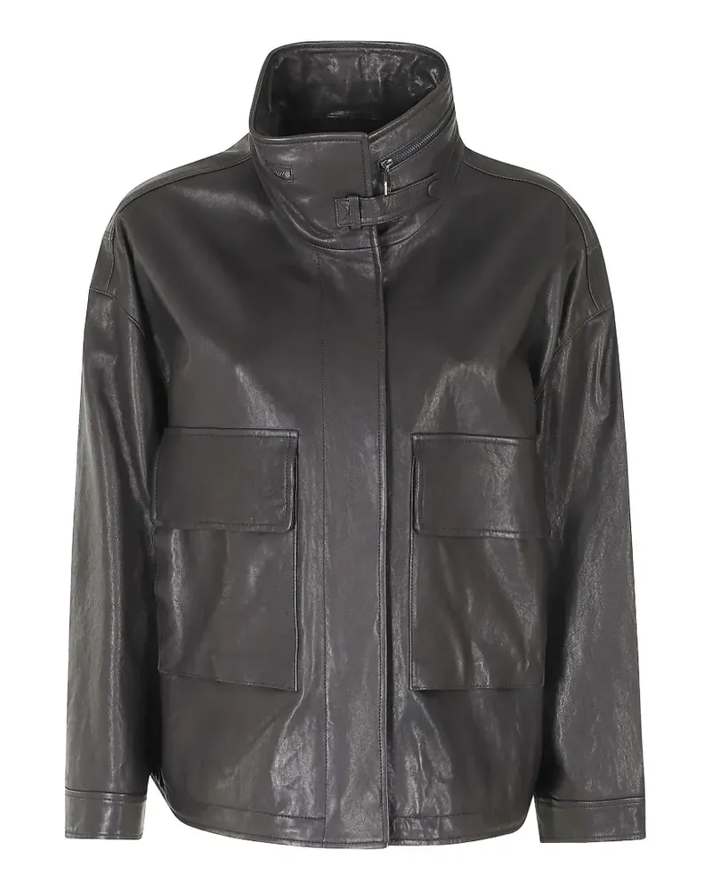 Emporio Armani flap-pocket leather jacket - Grau Grau