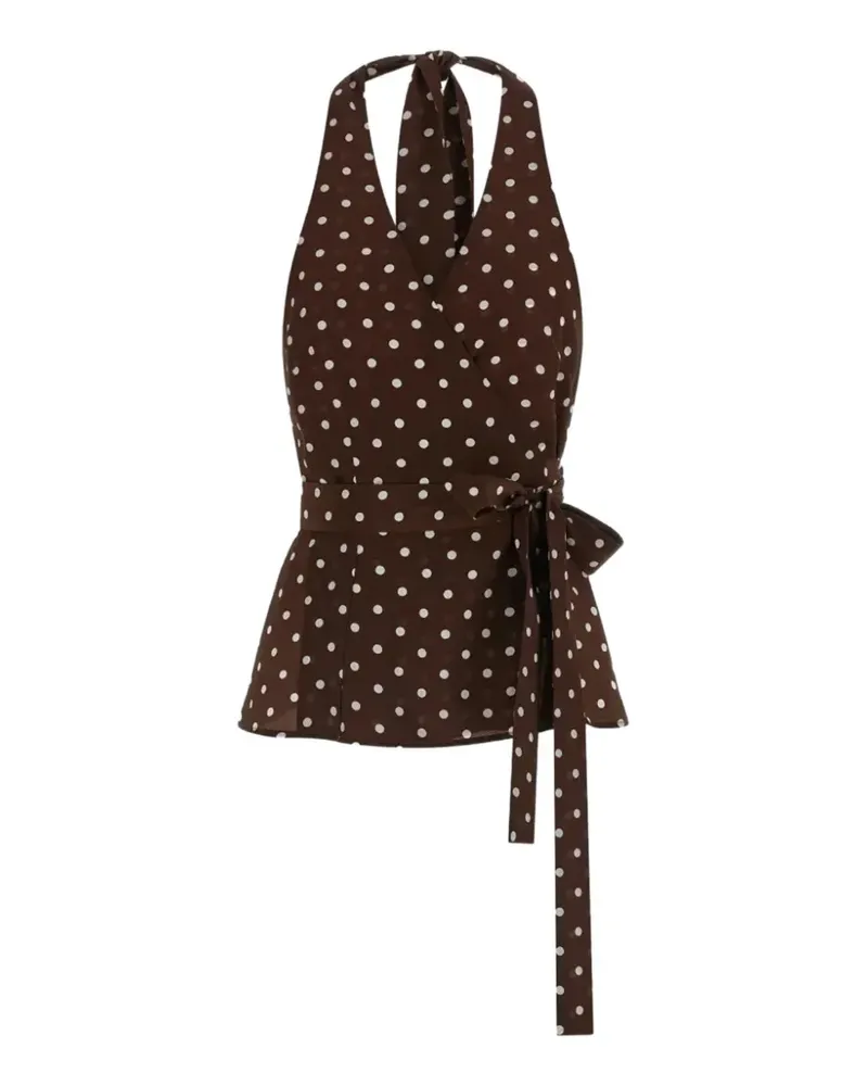 P.A.R.O.S.H. P.A.R.O H. polka-dot wrap blouse - Braun Braun