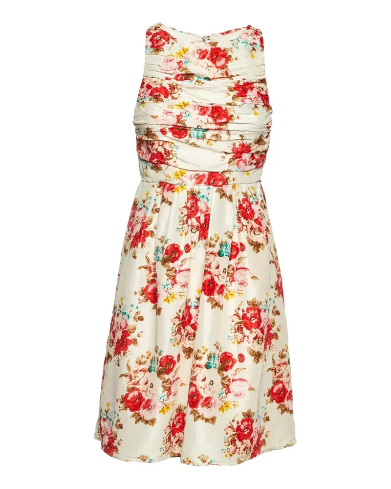 Alice + Olivia Plissiertes Kleid mit Blumenprint - Nude Nude