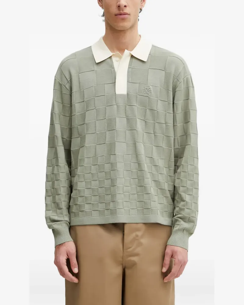 Filling Pieces Rugbycheckerboard-knit long-sleeve sweatshirt - Grau Grau
