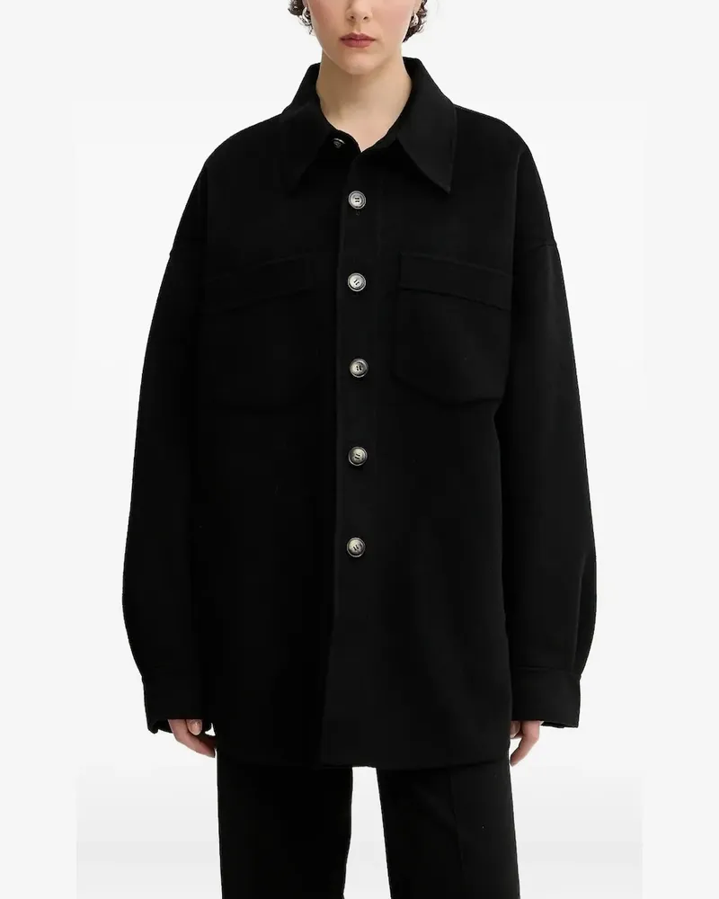 Nanushka Hemdjacke mit Knopfverschluss - Schwarz Schwarz