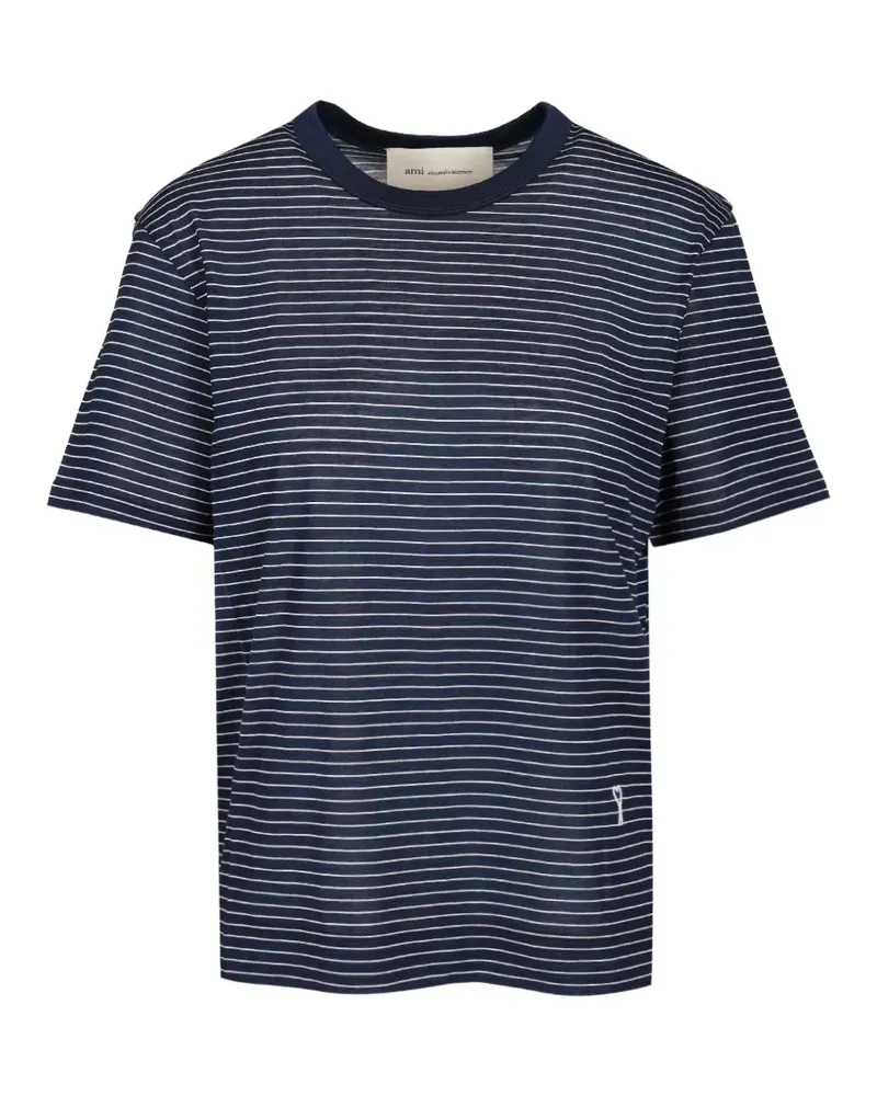 AMI Paris Gestreiftes T-Shirt - Blau Blau