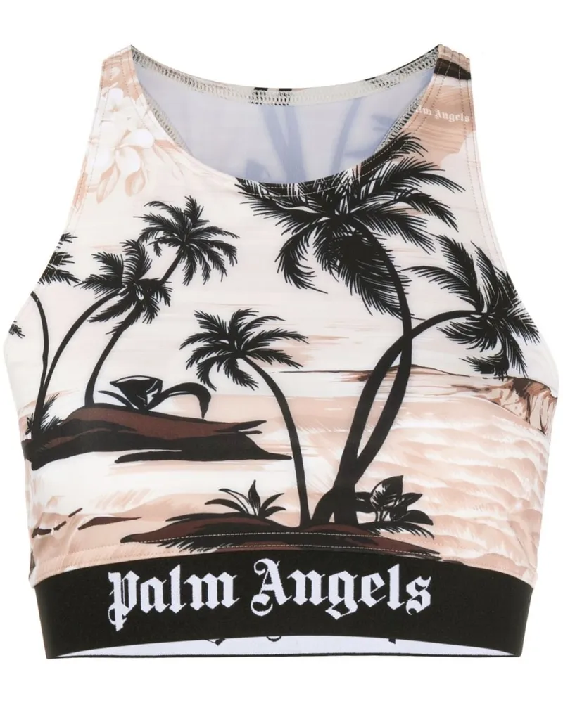Palm Angels Cropped-Top mit Palmen-Print - Nude Nude