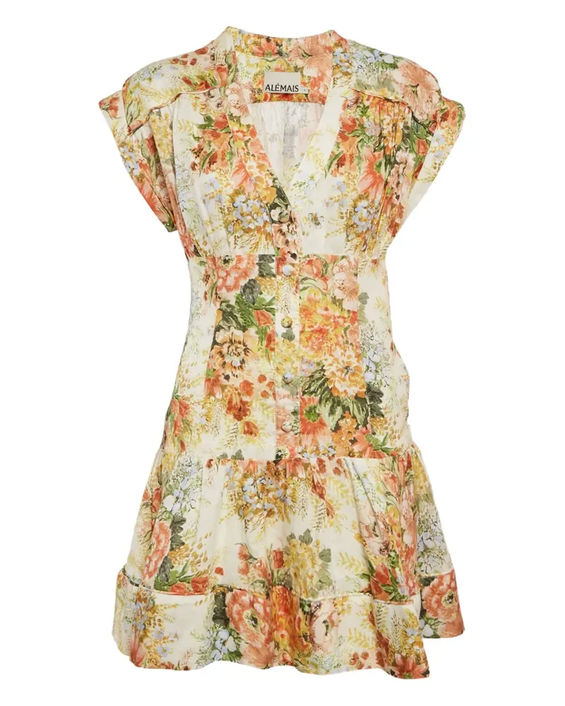 ALEMAIS Geblümtes Kleid mit Knöpfen - Nude Nude