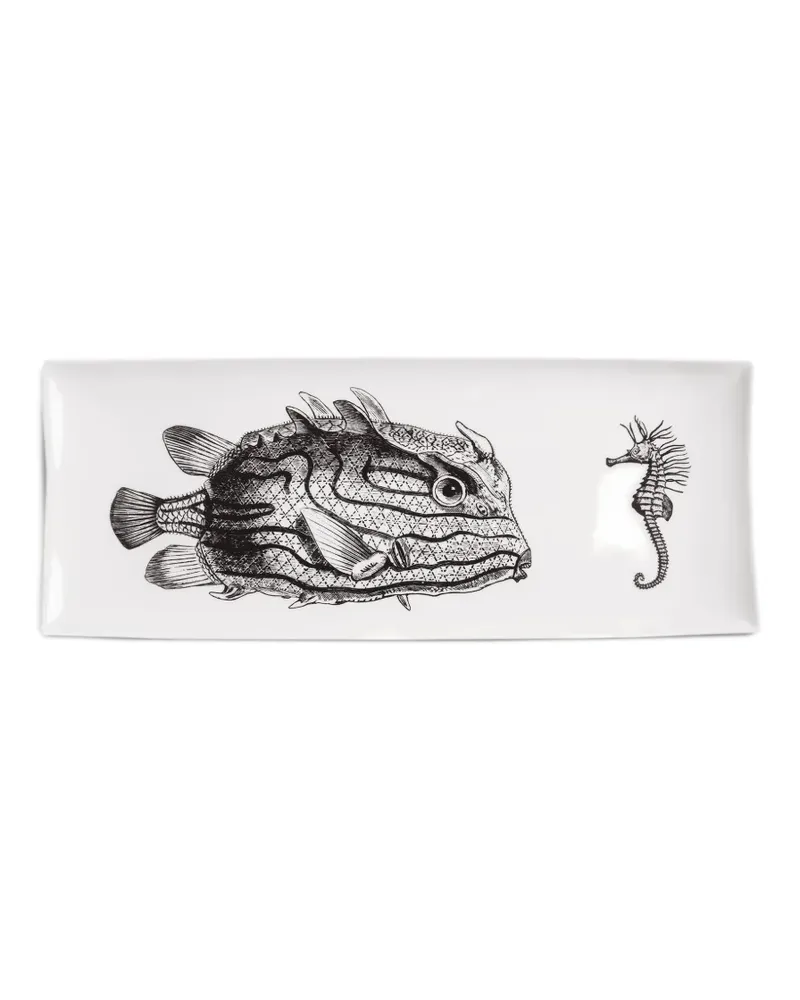 Fornasetti Teller mit Fisch-Print - Weiß Weiß