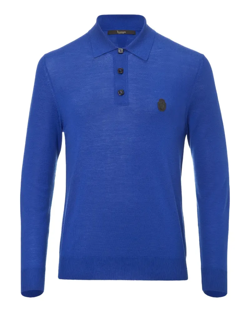 Billionaire logo-patch long-sleeve polo - Blau Blau