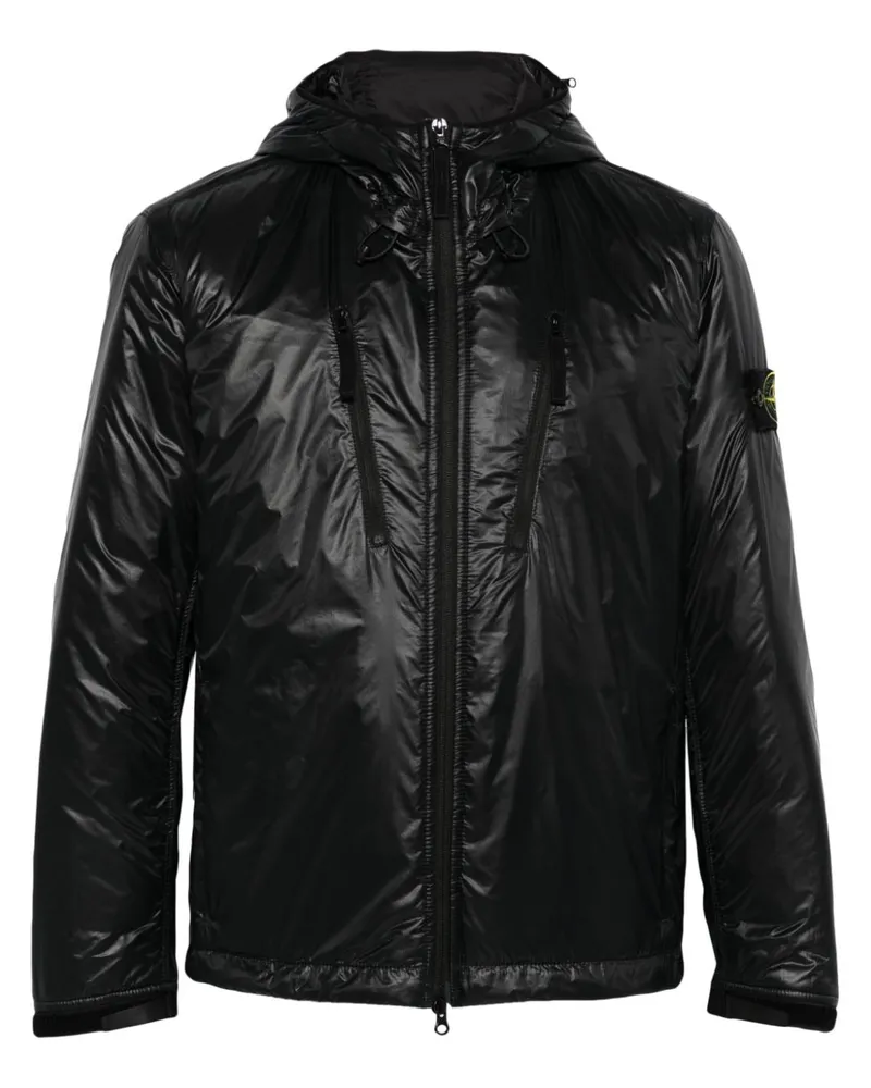 Stone Island Gefütterte Kapuzenjacke - Schwarz Schwarz