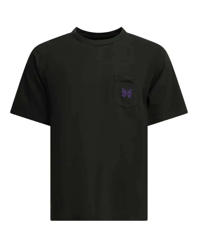 NEEDLES Papillon-embroidered pocket T-shirt - Schwarz Schwarz