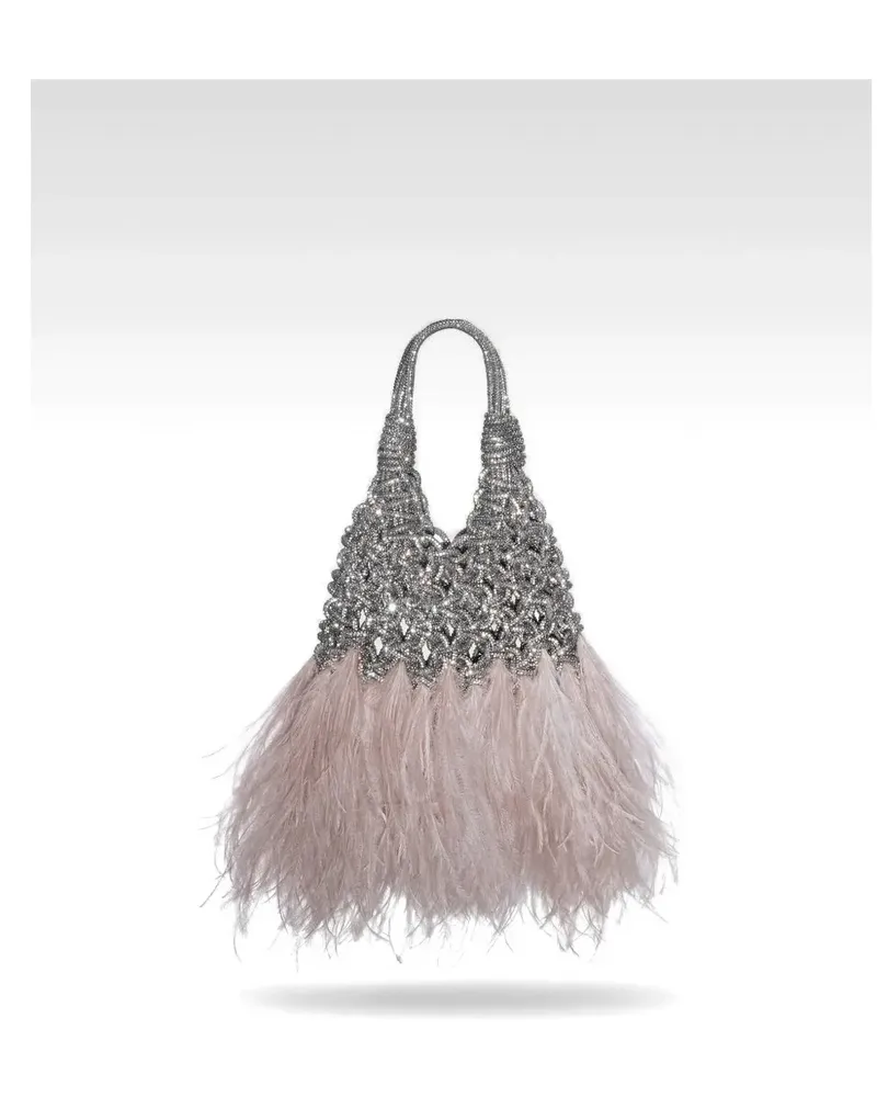 HIBOURAMA mini Vannifique Plumes crystal-embellished tote bag - Silber Silber