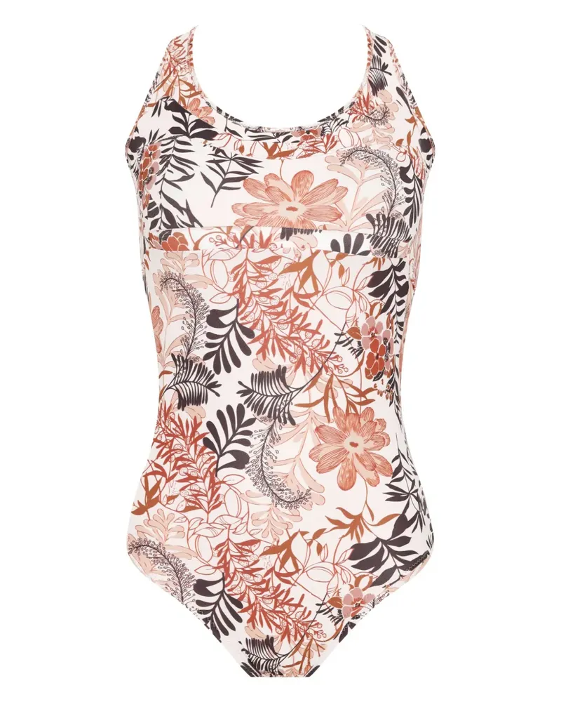 Amir Slama Badeanzug mit Blumen-Print - Weiß Weiß