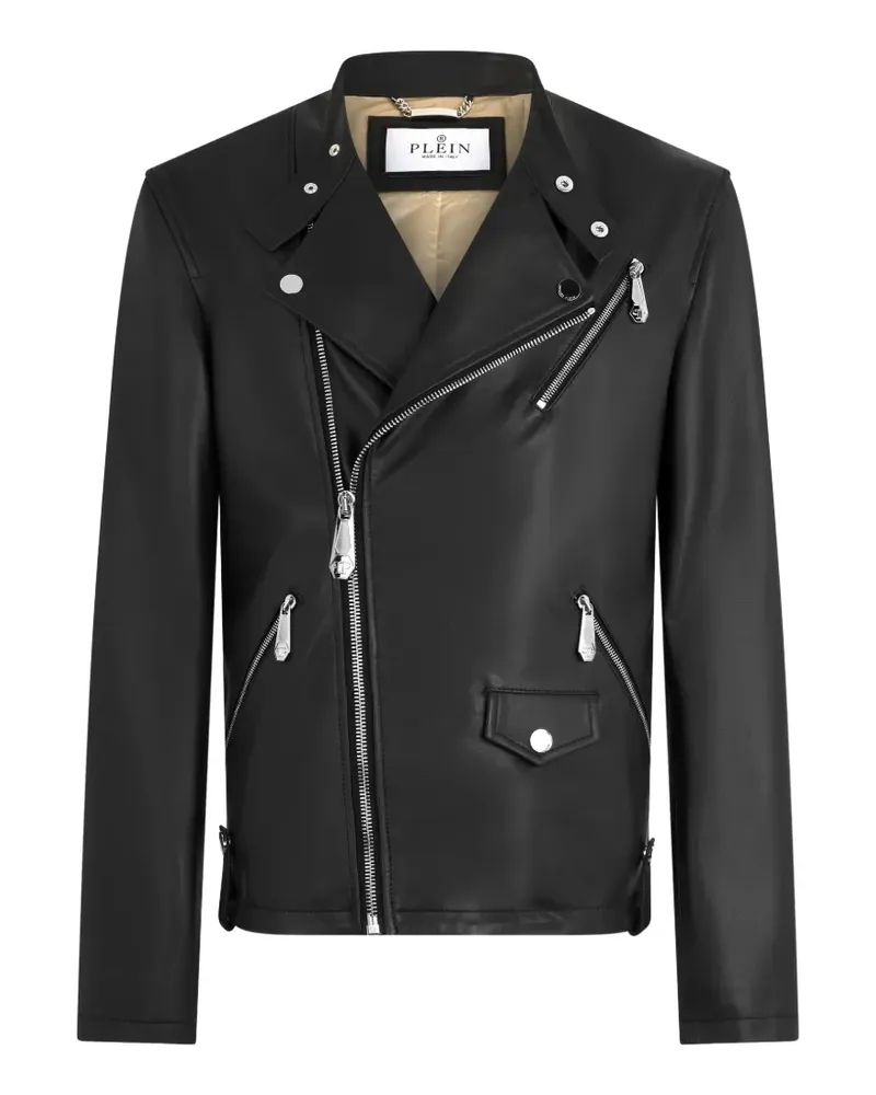 Philipp Plein Bikerjacke aus Leder - Schwarz Schwarz