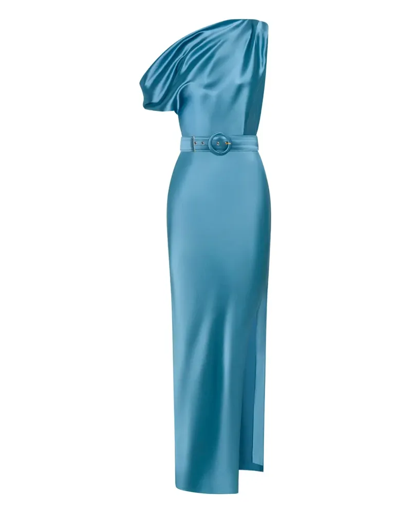 NICHOLAS Eartha One-Shoulder-Midikleid mit Gürtel - Blau Blau