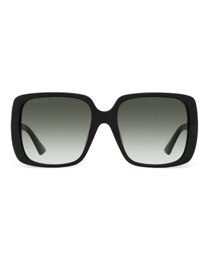Gucci Eckige Sonnenbrille mit Logo - Schwarz Schwarz