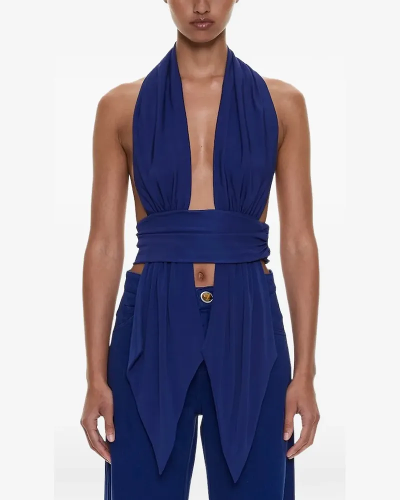 Christopher Esber Drapiertes Neckholder-Top mit Schal - Blau Blau