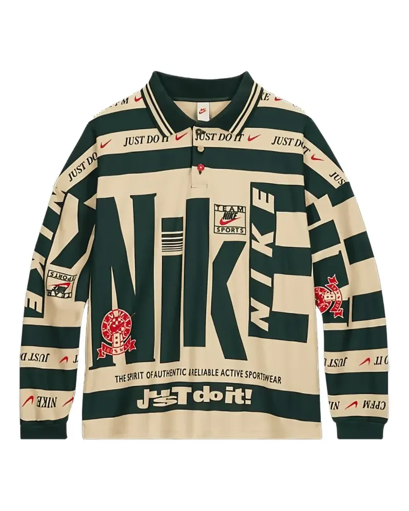 Nike x Cactus gestreiftes Poloshirt mit Logo-Print - Grün Grün