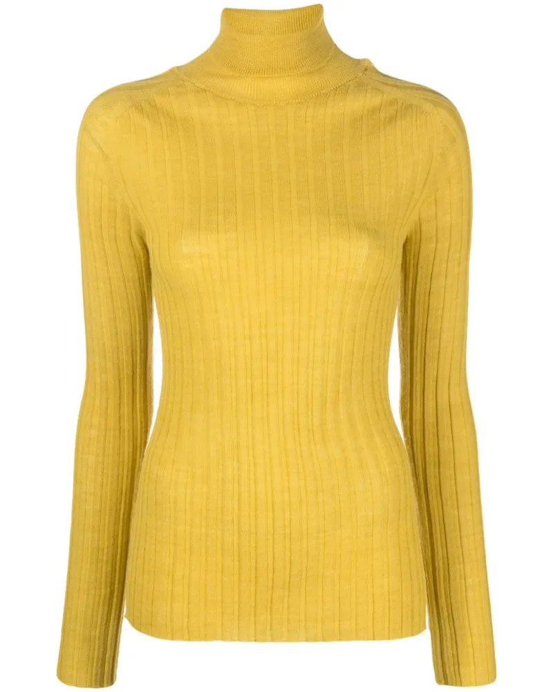 ALYSI Gerippter Rollkragenpullover - Gelb Gelb