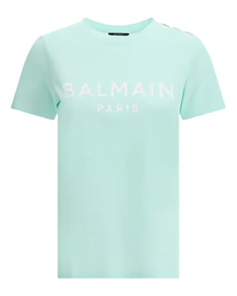 Balmain T-Shirt mit Logo-Print - Grün Grün