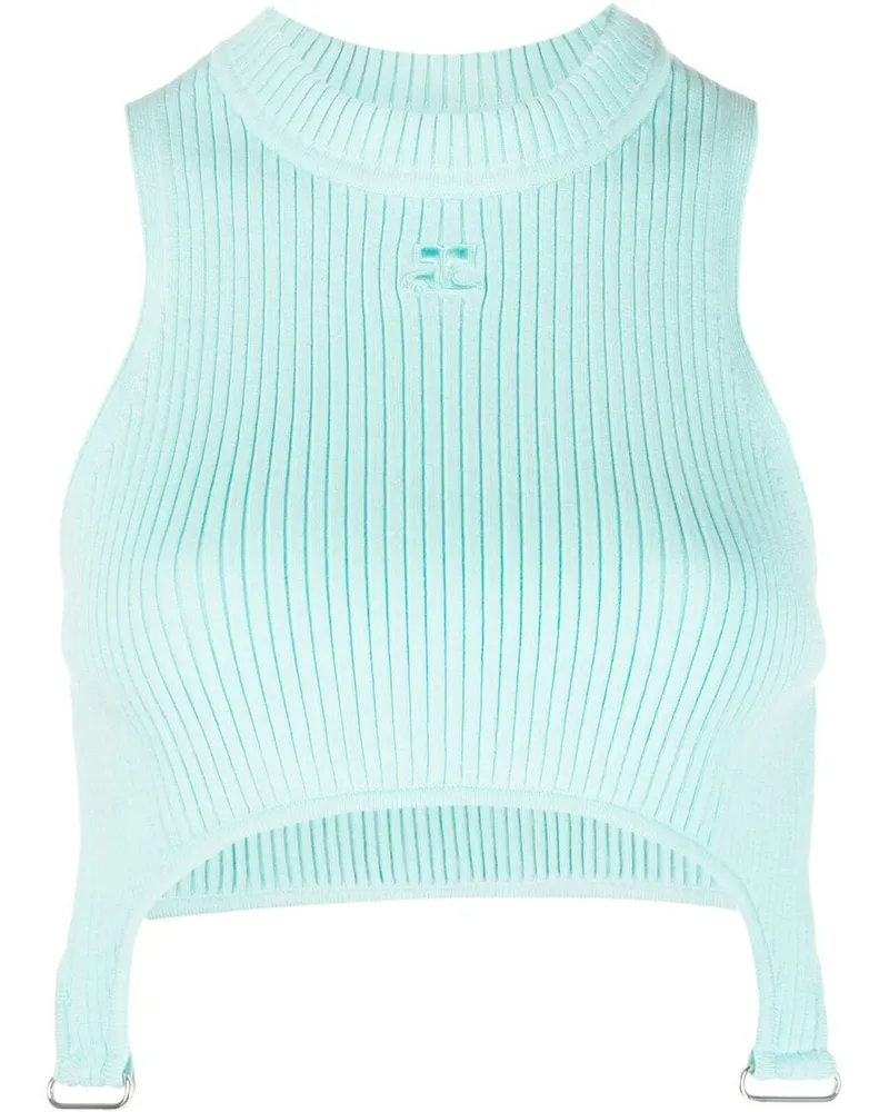Courrèges Top mit Logo-Patch - Blau Blau