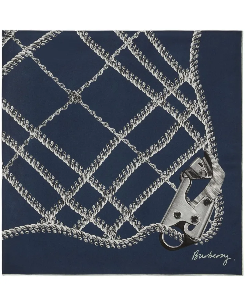 Burberry Schal aus Seide mit Chain Check - Blau Blau