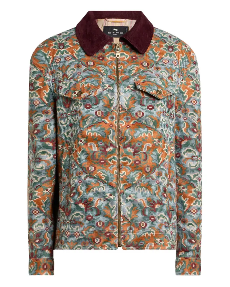 Etro zip-up floral jacket - Blau Blau