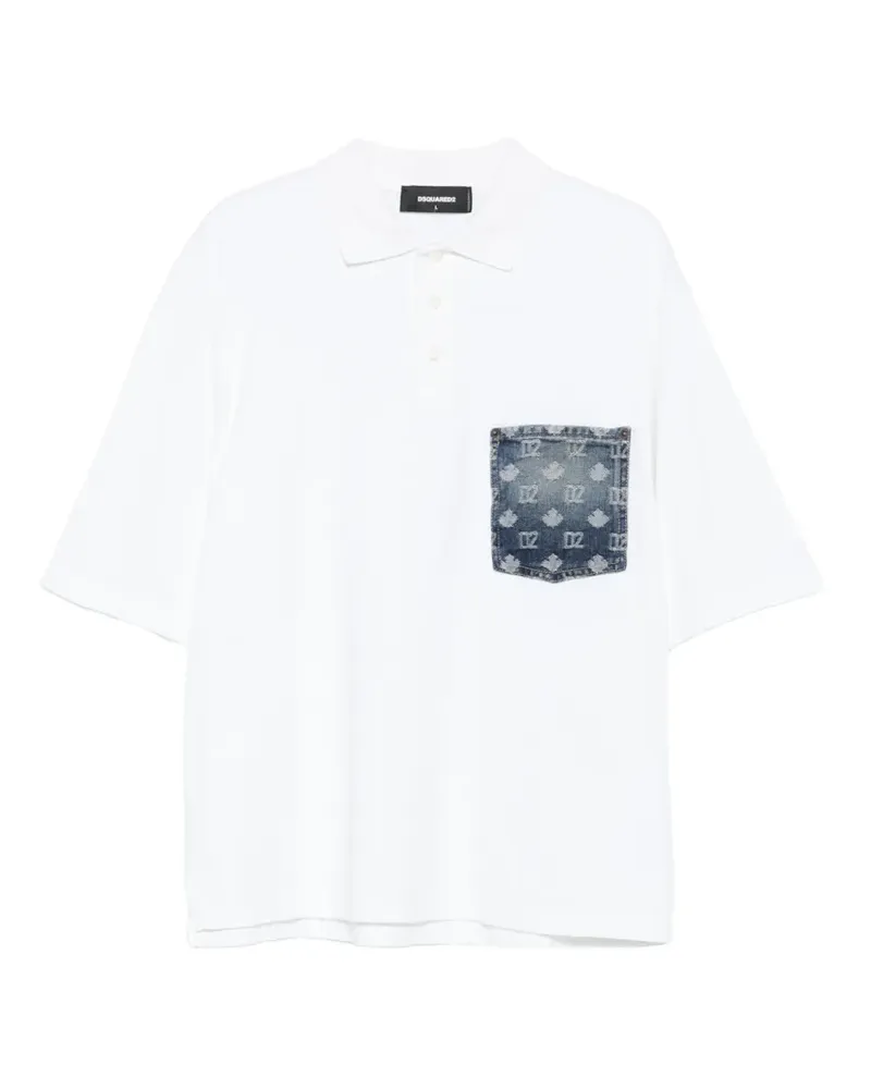 Dsquared2 Poloshirt mit Jeanstasche - Weiß Weiß