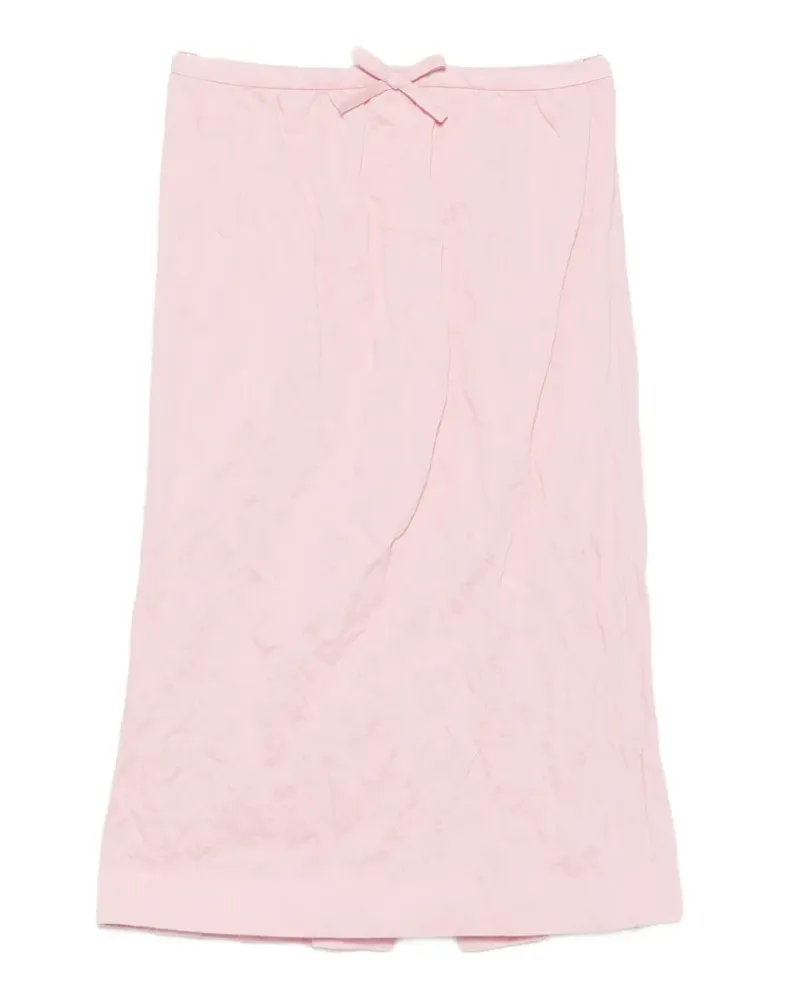 SHUSHU/TONG Midirock in Knitteroptik mit Schleife - Rosa Rosa