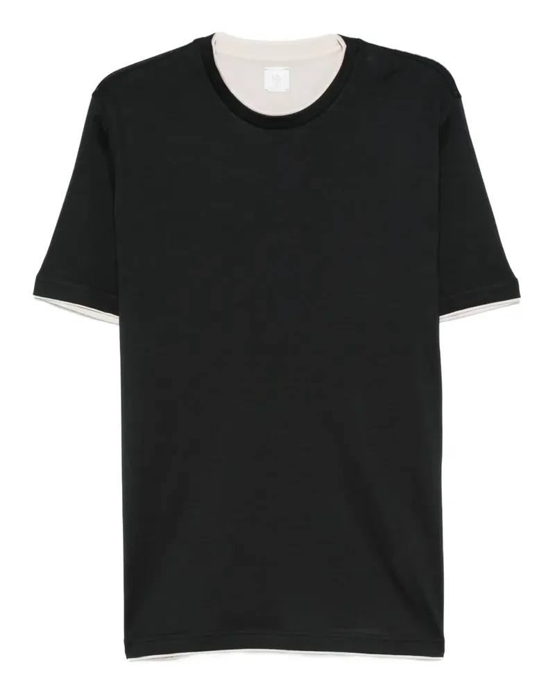 Eleventy T-Shirt im Layering-Look - Schwarz Schwarz