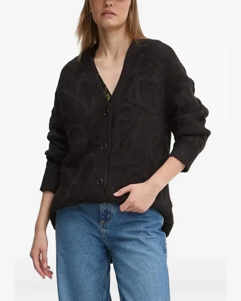 Desigual Cardigan mit Zopfmuster - Schwarz Schwarz