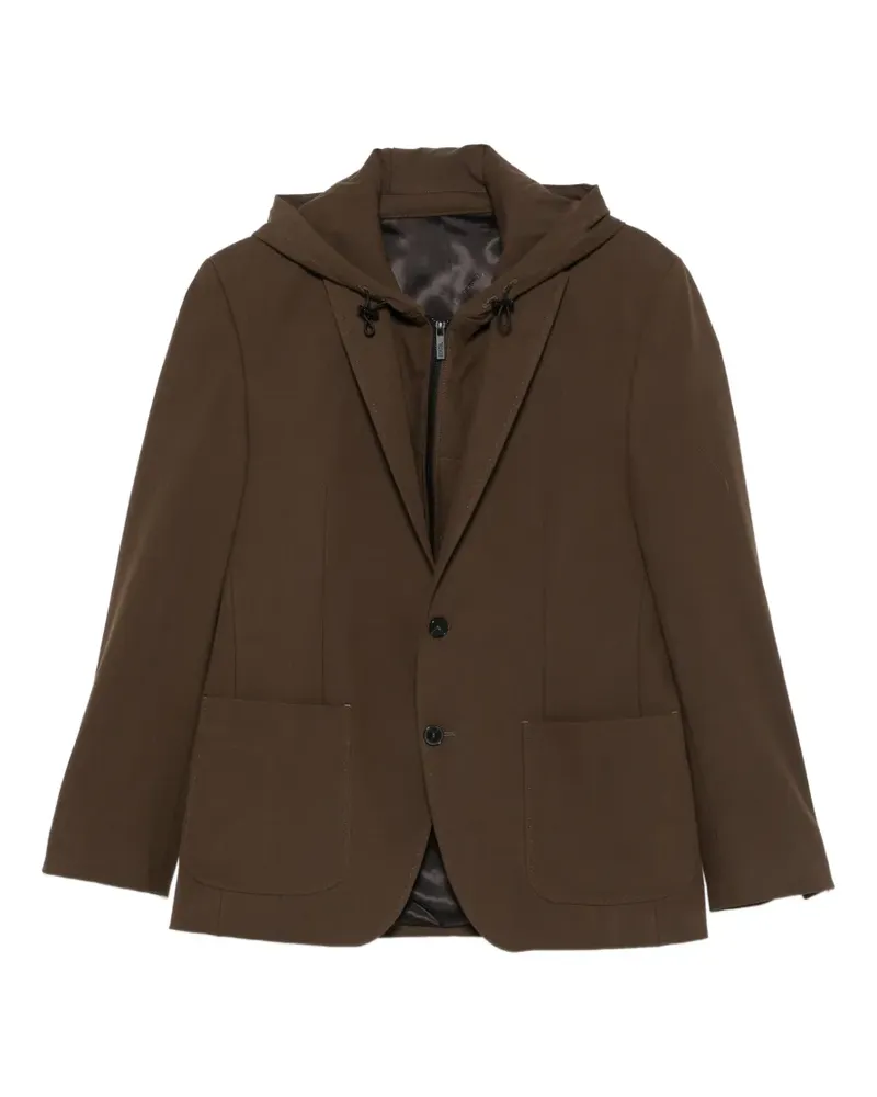 Karl Lagerfeld hooded single-breasted jacket - Braun Braun