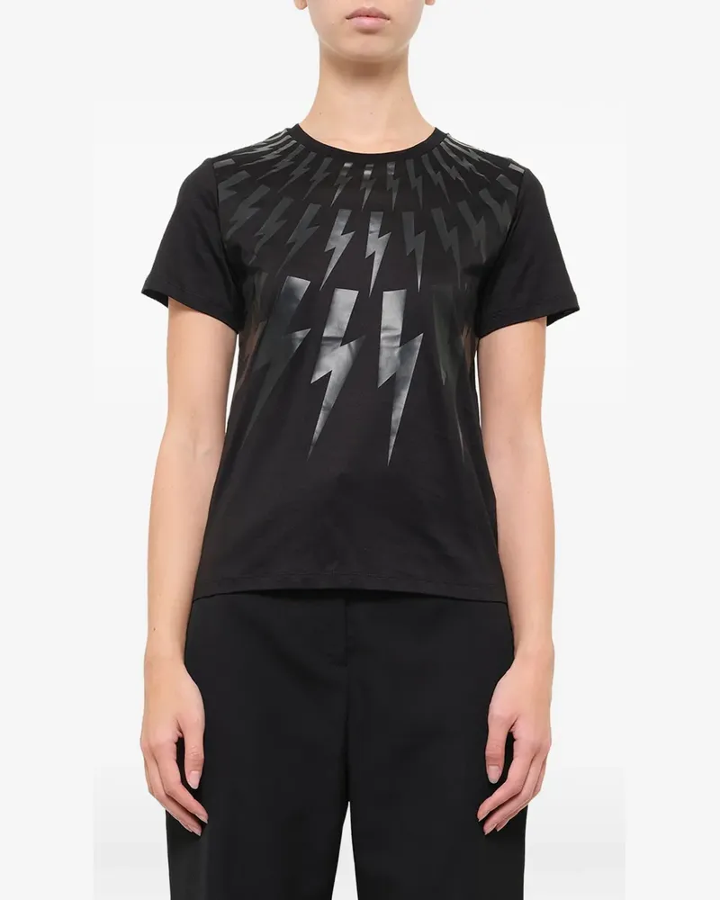 Neil Barrett T-Shirt mit Blitzmotiv im Norwegermuster - Schwarz Schwarz