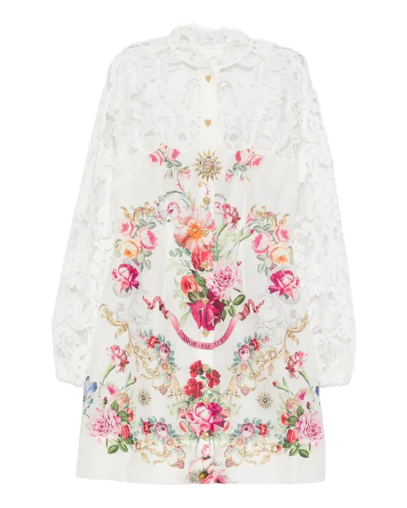 Camilla Minikleid mit Blumen-Print - Weiß Weiß