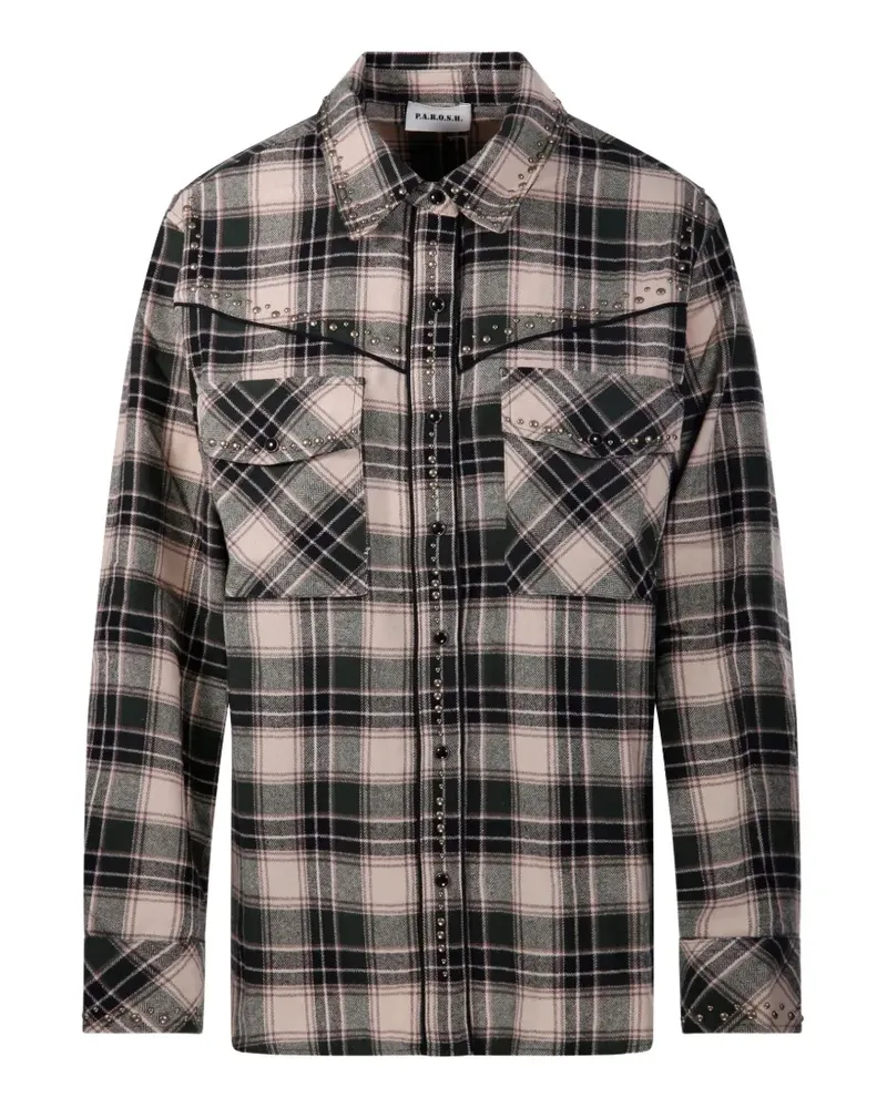P.A.R.O.S.H. P.A.R.O H. stud-embellished checked shirt - Grün Grün