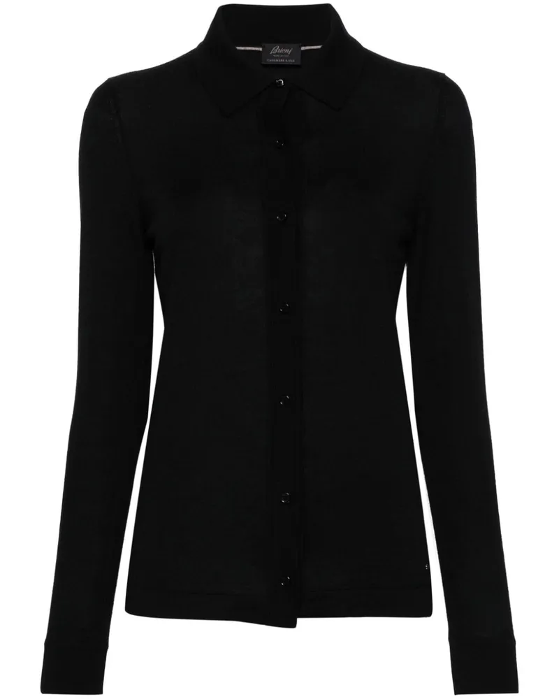 Brioni Fein gestrickter Kaschmircardigan - Schwarz Schwarz