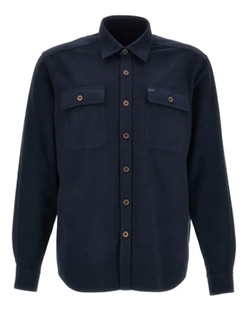 Fay logo-patch shirt - Blau Blau