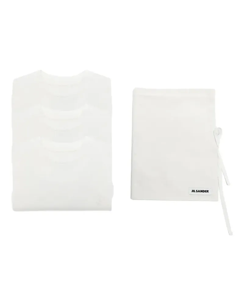Jil Sander 3er-Set T-Shirts mit Monogramm-Stickerei - Weiß Weiß