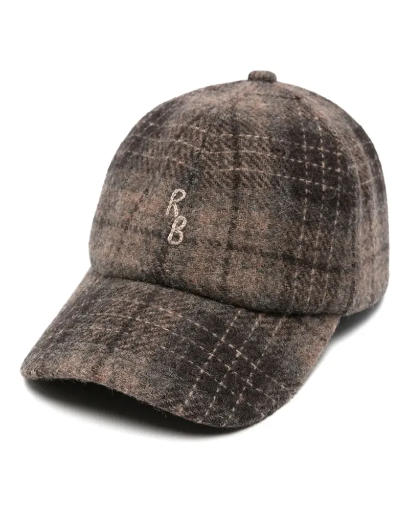 RUSLAN BAGINSKIY Karierte Baseballkappe mit Monogramm-Stickerei - Braun Braun