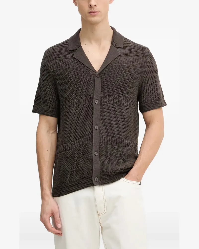 JOOP! textured short-sleeve cardigan - Braun Braun