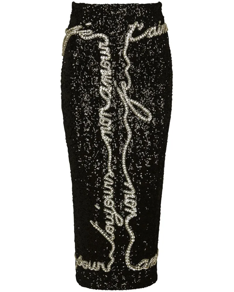 Balmain Midirock mit Pailletten - Schwarz Schwarz