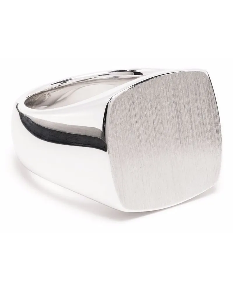 Tom Wood Eckiger Cushion Satin Ring Silber